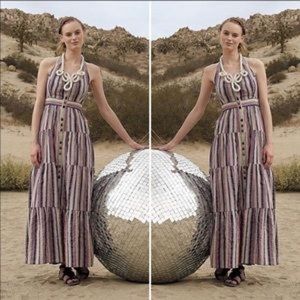 Anthropologie Maeve Rainbow Stripe Maxi Dress